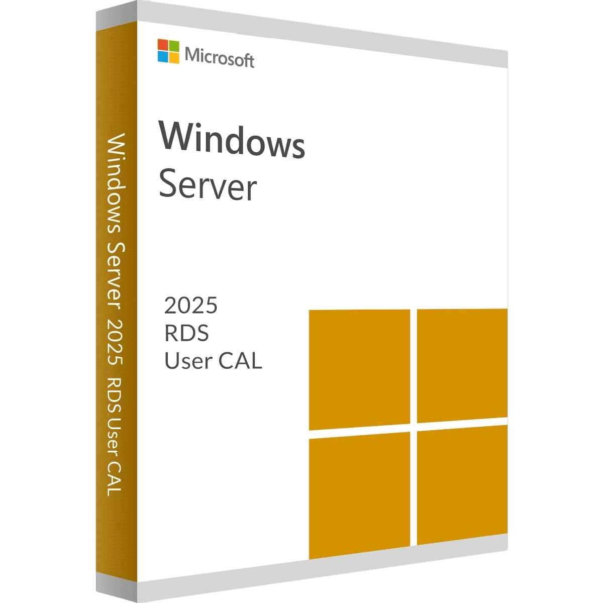 Verpackung der Microsoft Windows Server 2025 RDS User CAL mit Logo und Design